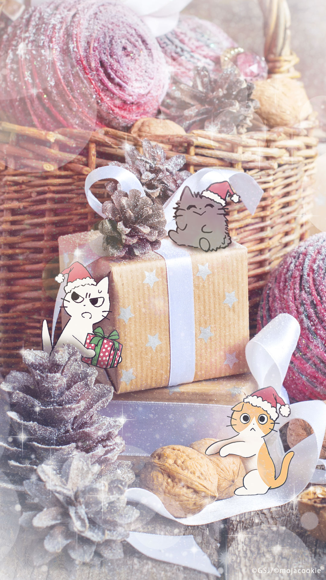 壁掛け絵☆【可愛い猫ちゃんたちは楽しく美しいクリスマスを迎える